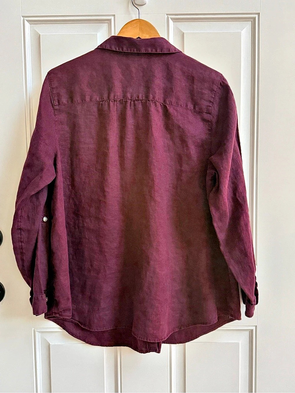 J.Jill Love Linen Essential Shirt 100% Linen Button Down Purple cuff - Picture 3 of 7